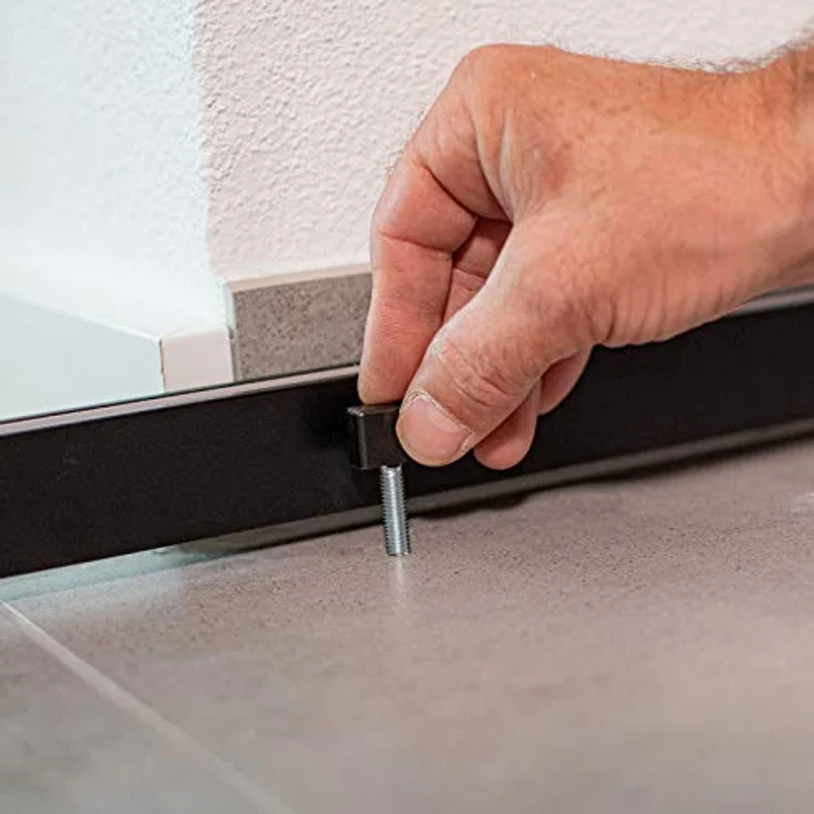 inova Glasschiebetür 880x2035 mm, Komplettset Klarglas mit schwarzem Alu-Rahmen, Softclose, fertige Montagevorrichtung – Bild 5
