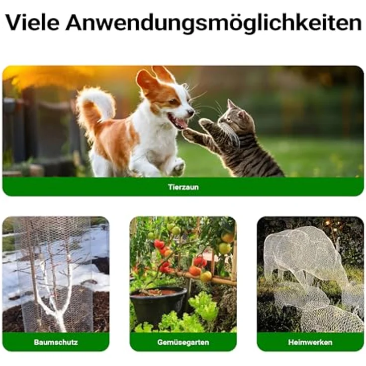 Wiltec Volierendraht 10 x 0,5 m, verzinkter Hasendraht mit 25 mm Maschenweite, wetterfester Hühnerdraht für Gehege – Bild 7
