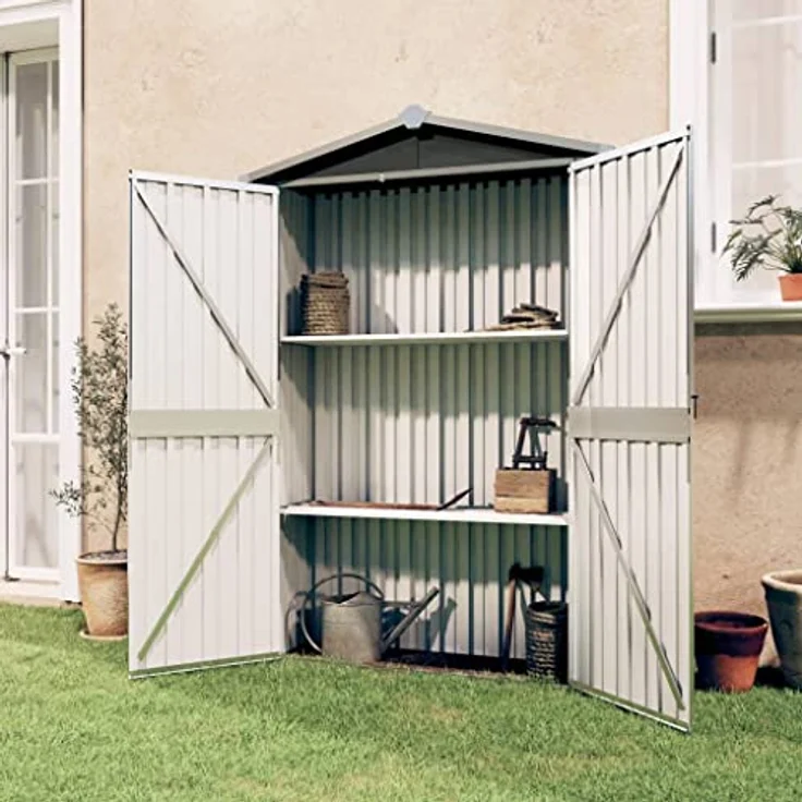 vidaXL Gerätehaus Anthrazit 107,5x46x183 cm Verzinkter Stahl – Bild 2
