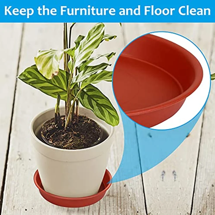TStarJungle Blumentopf Untersetzer 5er Set, 14 cm, robuster Kunststoff für Innen- und Außenpflanzen, hohe Bauhöhe zum Schutz von Oberflächen – Bild 4