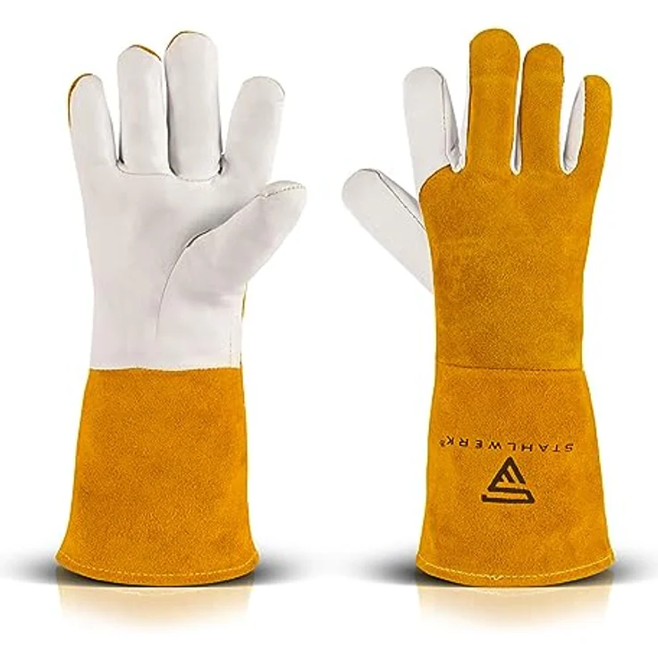 STAHLWERK Schweißerhandschuhe Schutzkleidung Echtleder für WIG / TIG / MIG / MAG / MMA / Plasma – Bild 2