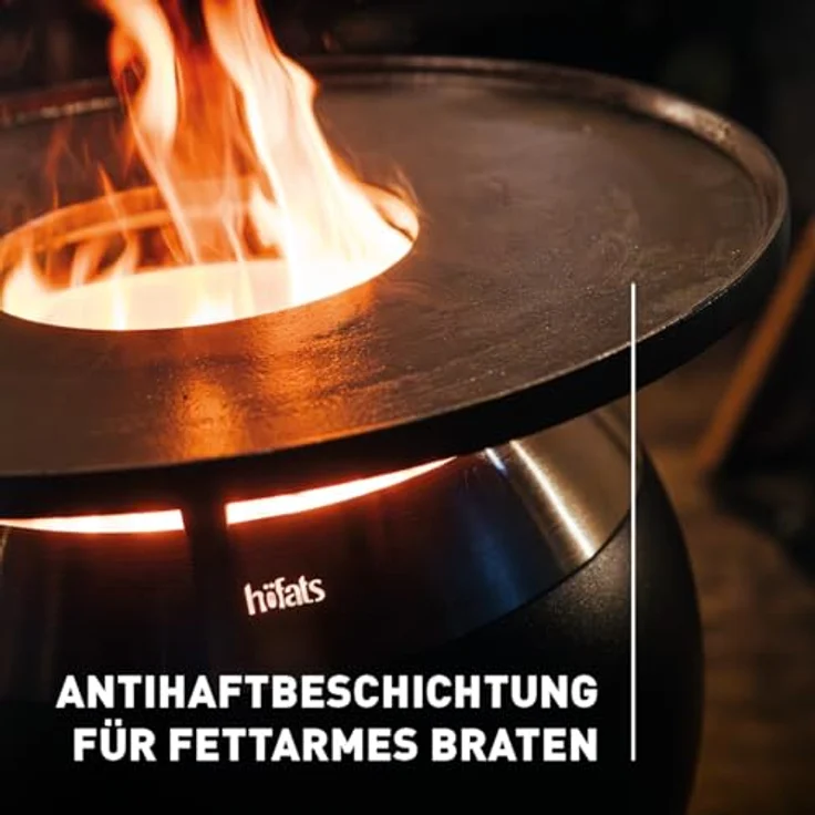 höfats Feuerschale MOON 45 Plancha, gusseiserne Grillplatte mit optimaler Wärmespeicherung und Antihaftbeschichtung, Ø 53,0 x H 9,0 cm – Bild 5