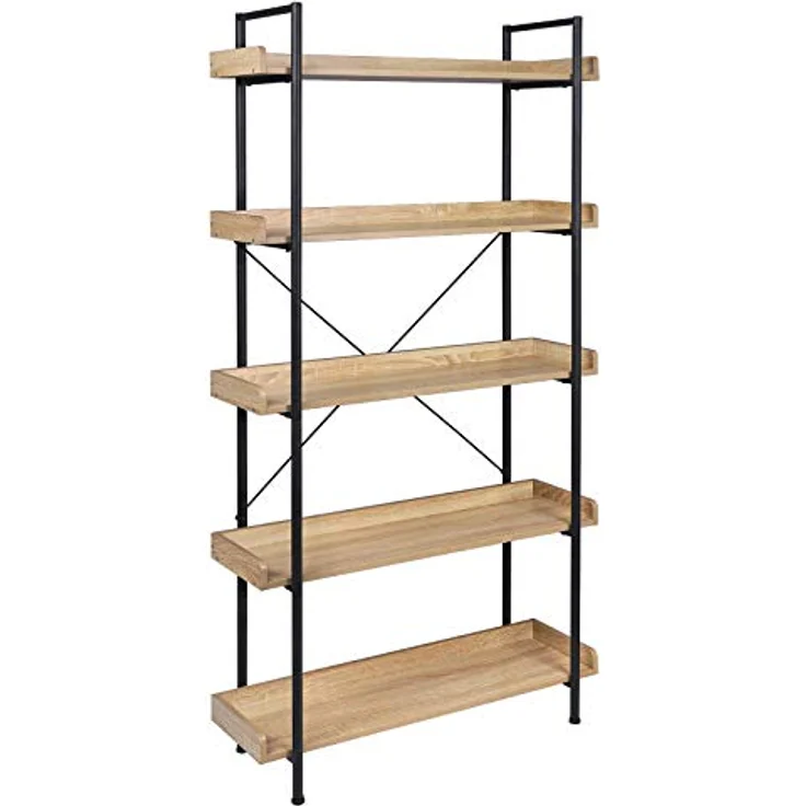 Standregal mit 5 Ablagen 91x25,5x173cm Eiche Hell – Bild 5