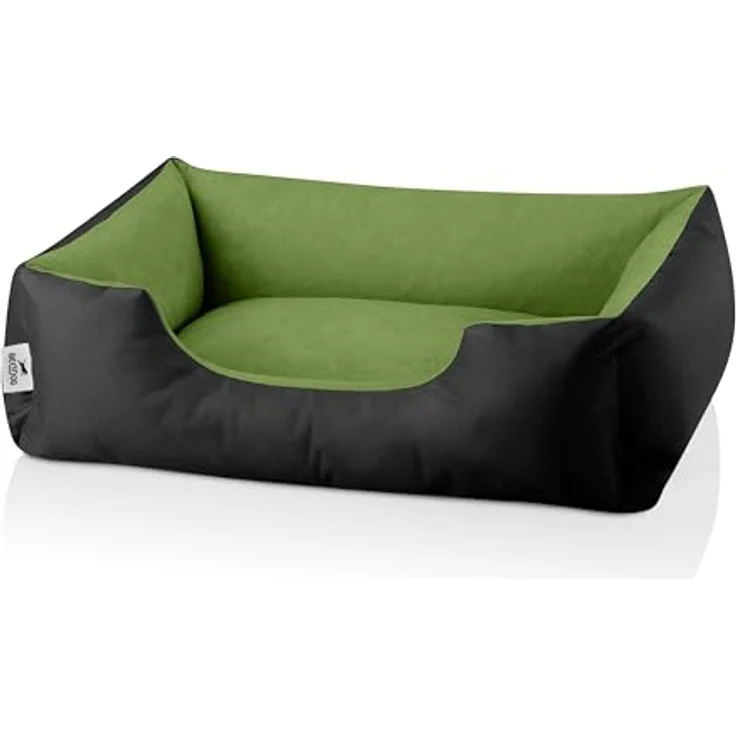 BedDog Hundebett LUPI, Hundekissen mit abziehbaren waschbaren Bezug, Hundekorb, Hundesofa, für kleine Hunde, M, schwarz-grün – Bild 2