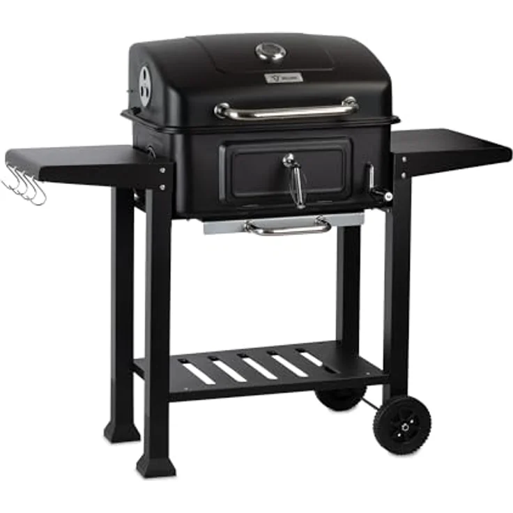 BBQ-Toro Holzkohle Grillwagen mit höhenverstellbarer Kohleschale | Holzkohlegrill mit Deckel, Holzkohlegrillwagen mit Thermometer | Holzgrill, Smoker Grill Holzkohle, XXL Grill Holzkohle Groß – Bild 4