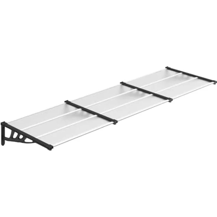 vidaXL Türvordach Schwarz und Transparent 297,5x90 cm Polycarbonat, Wetterfest und Korrosionsbeständig – Bild 2