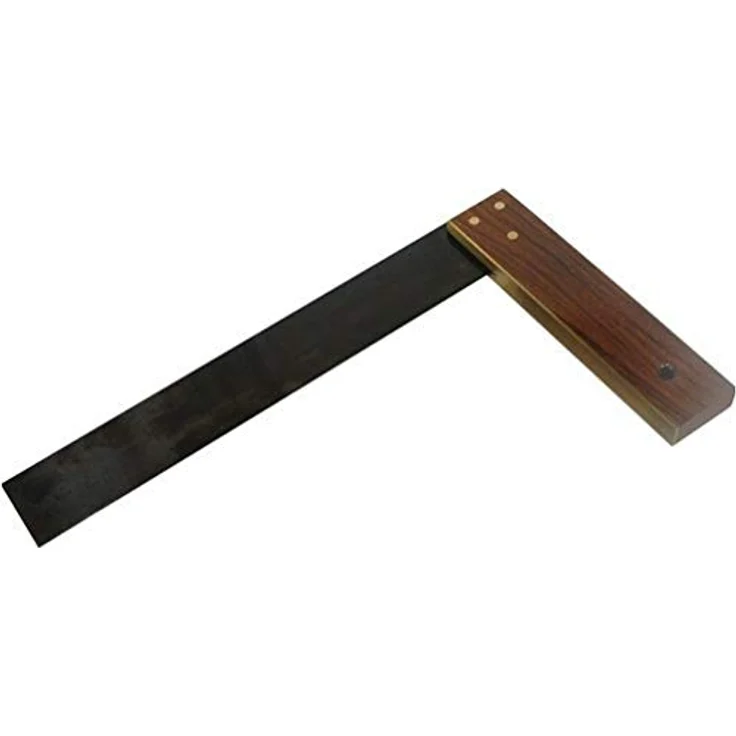 Silverline Winkelmesser Schreinerwinkel 300 mm, Hartholzschenkel und gebläute Stahlzunge, messingbeschichteter Anschlag – Bild 2