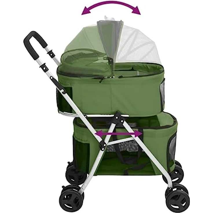 vidaXL Hunde-Transportbox Hundewagen für 2 Hunde Faltbar Grün 83x48x97 cm Oxford-Gewebe – Bild 6