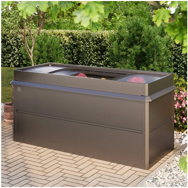 GFP Hochbeet PRIMEYARD Theo 150 x 85 x 77 cm, Anthrazit, Stahl, inkl. Frühbeetaufsatz und Schneckenschutz, robuste Bauweise, feuerverzinkter Stahl - Preisvergleich