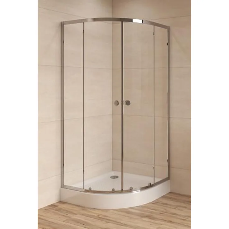 SAT Duschkabine Viertelkreis Eckdusche 90 x 90 cm, Chrom, wasserabweisende Nano-Beschichtung, Sicherheitsglas 4 mm
