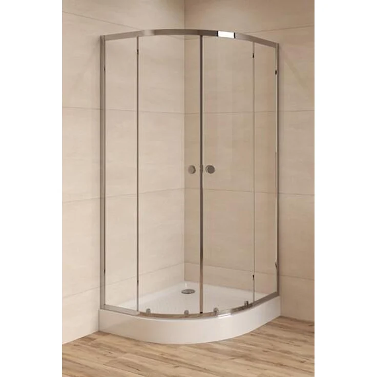 SAT Duschkabine Viertelkreis Eckdusche 90 x 90 cm, Chrom, wasserabweisende Nano-Beschichtung, Sicherheitsglas 4 mm