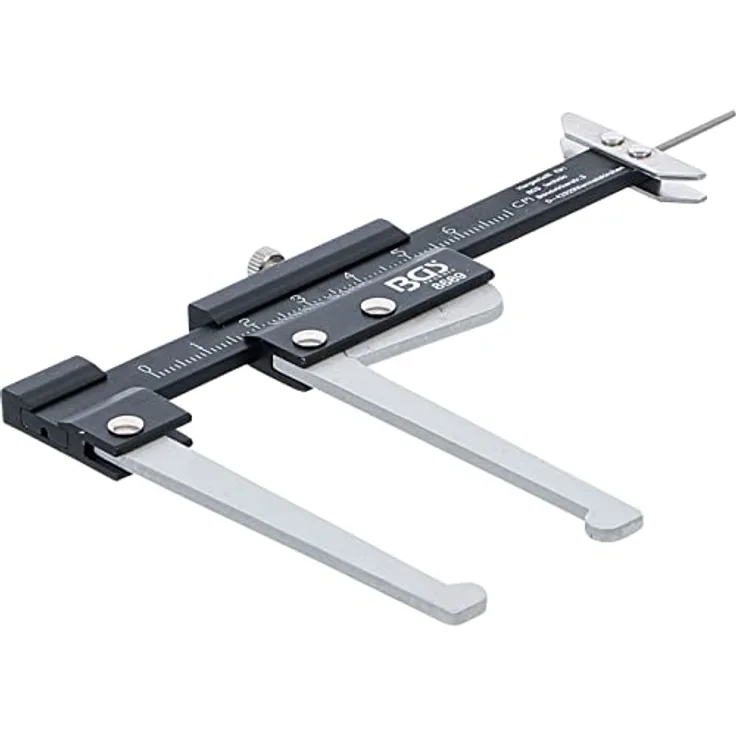 BGS TECHNIC Bremsscheiben-Messschieber 60 mm, präzises Messwerkzeug für Bremsscheibenstärke und Reifen-Profiltiefe aus Aluminium