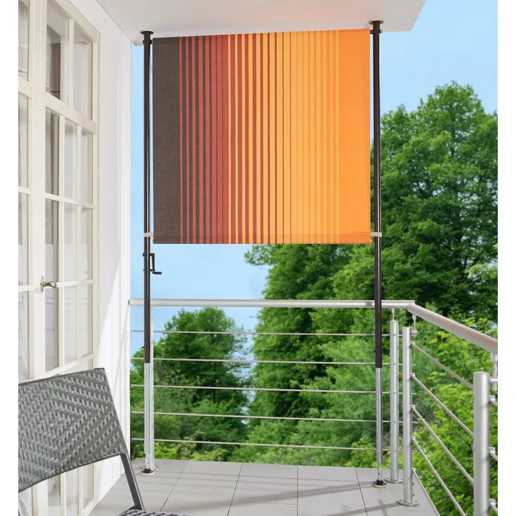 Angerer Freizeitmöbel Klemm-Senkrechtmarkise Nr. 100 orange/braun, BxH: 120x225 cm, gestreift aus Polyacryl