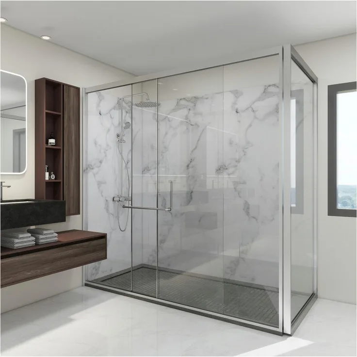 neu.haus Duschrückwand, (8-tlg), Wandpaneel »Bladel« 8er Set 120 x 60 cm White Marble, Wasser- und UV-beständig