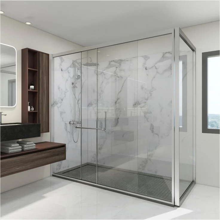 neu.haus Duschrückwand, (8-tlg), Wandpaneel »Bladel« 8er Set 120 x 60 cm White Marble, Wasser- und UV-beständig