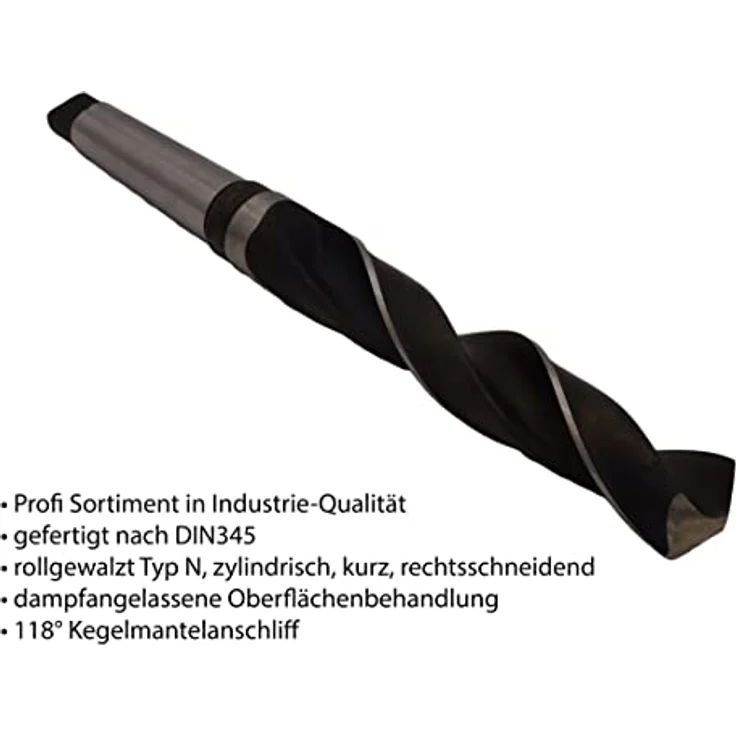 PeTools Spiralbohrer Set 9 tlg. HSS Konus-Bohrer, Stahlbohrer 14,5-30mm, Morsekegel MK MK2, MK3 DIN345 in Dampfangelassener Oberflächenbehandlung – Bild 4