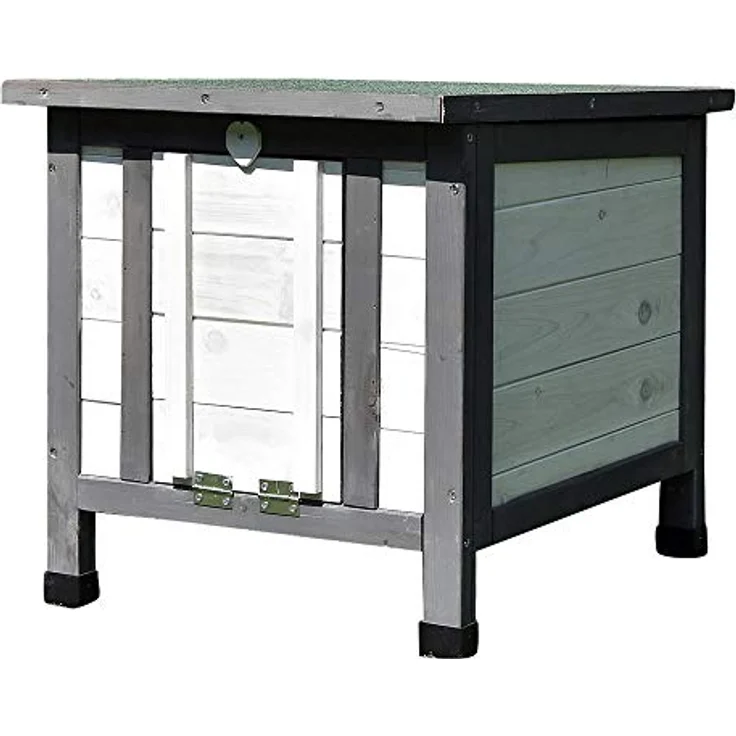 Melko Katzenhaus Grau/Weiß 50 x 45 x 43 cm mit klappbarem Deckel und Rampe, Winterfest – Bild 4