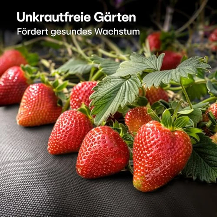 Praknu Unkrautvlies 100g/m² Extra Stark, UV-beständige Unkrautfolie mit 24 Erdankern, wasserdurchlässig & reißfest, 50m² Gartenfolie gegen Unkraut – Bild 5