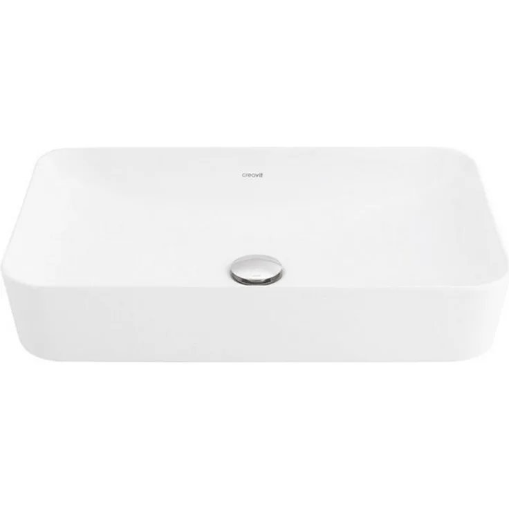 Creavit Waschbecken UL060-00CB00E-0000 (set, 1-St), Rechteckiges Keramikwaschbecken ohne Hahnloch 60x40cm, Weiß