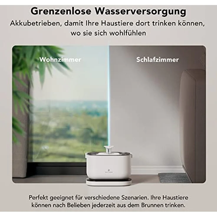 PETLIBRO Trinkbrunnen für Katze Kabellos mit Bewegungsmelder, 2,5L/84oz Dockstream Batteriebetrieben Katzenbrunnen Kabellos mit Akku 5000mAh, 23dB Ultraleise, Einfache Reinigung, BPA-frei – Bild 2