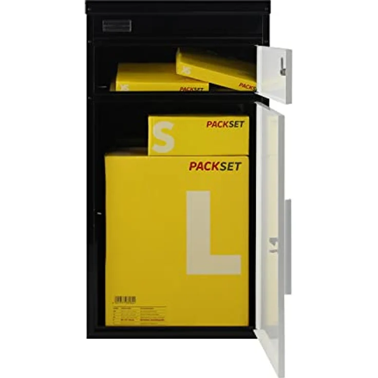 SafePost Briefkasten 65 TIAMAT Paketkasten schwarz/weiß mit 2 Schlüsseln, Volumen bis zu 60 Litern – Bild 7