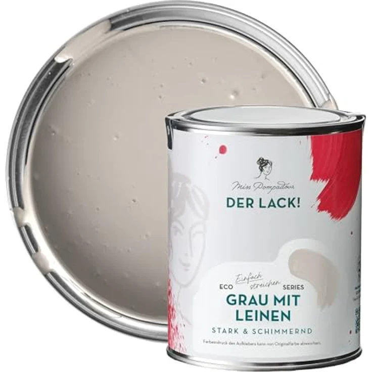 MissPompadour Holzfarbe Grau mit Leinen, 1L Seidenmatte, witterungsbeständige Möbelfarbe für Innen & Außen – Bild 1