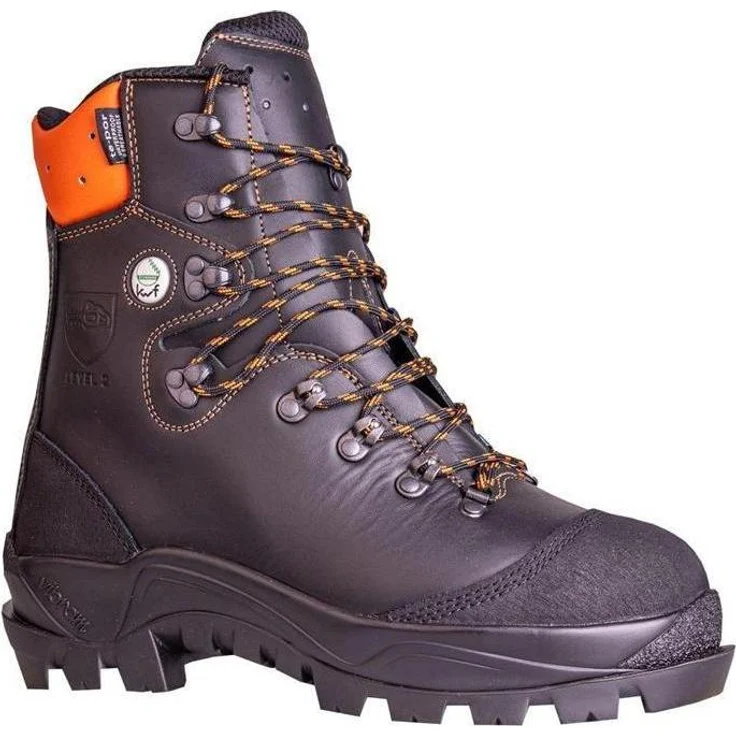 Remisberg Eifel Super Forstsicherheitsstiefel, Sicherheitsschuhe S3, schwarz/rot, Größe 45, rindleder, KWF-geprüft, rutschfeste Gummisohle, atmungsaktives Innenfutter