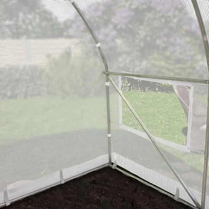 TOOLPORT Foliengewächshaus Gewächshaus 2x3m mit Fenster - stabil & langlebig, reißfeste PE Plane 180g/m² weiß transparent – Bild 5