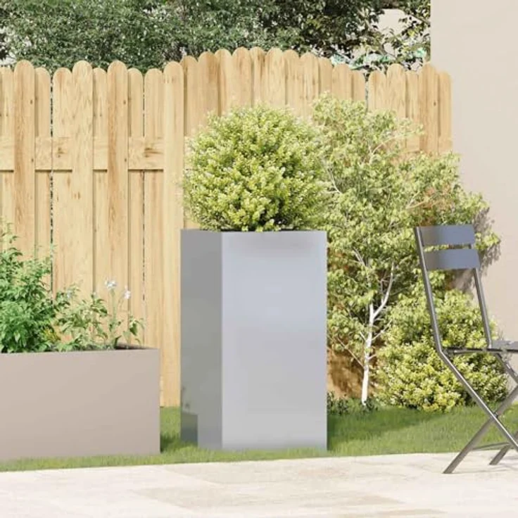 vidaXL Pflanzkübel 40x40x80 cm Verzinkter Stahl, Garten-Garten-Pflanzgefäß, Hochbeet - Robustes Pflanzgefäß für den Außenbereich, Korrosionsbeständig. – Bild 4