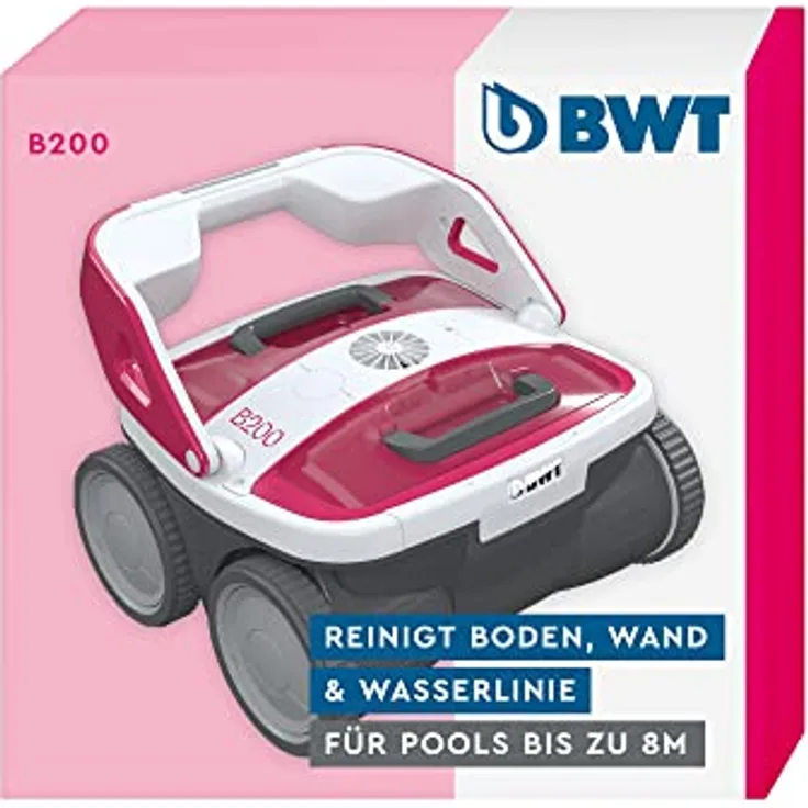 BWT Pool Roboter B200 | Optimale Reinigung Von Boden, Wand & Wasserlinie Für Pools Bis 8 m | Beste Filterleistung | Schnelles Reinigungsergebnis | Einfach Zu Reinigen, Magenta