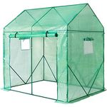Yorbay Foliengewächshaus Gewächshaus für Tomaten, mit Gitternetzfolie und Fernster für Garten zur Aufzucht, spitzdach, Grün, 200 x 140 x 200cm (LxBxH)