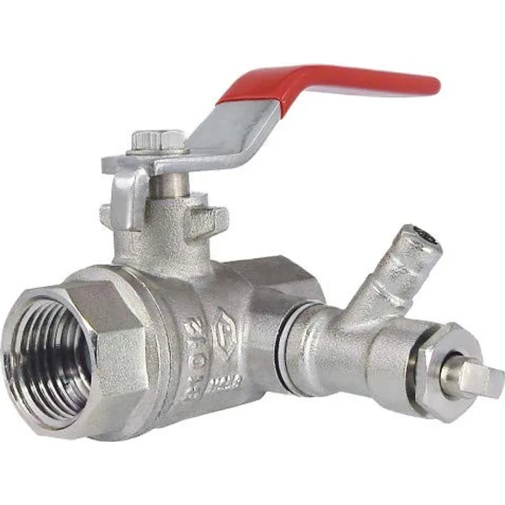 qpool24 Muffenkugelhahn PN 25 DN 20-3/4" IG-IG, langer Hebel mit Entleerung für Trinkwasser, Heizung und Industrie
