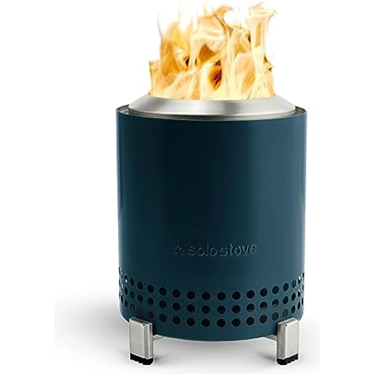 Solo Stove Mesa Tischfeuerstelle mit Standfuß | Raucharmes Mini Outdoor Tischfeuer, Befeuert mit Pellets oder Holz, Edelstahl, Inkl. Tragetasche, 17,5 x 13 cm, 635 g, Blau – Bild 1