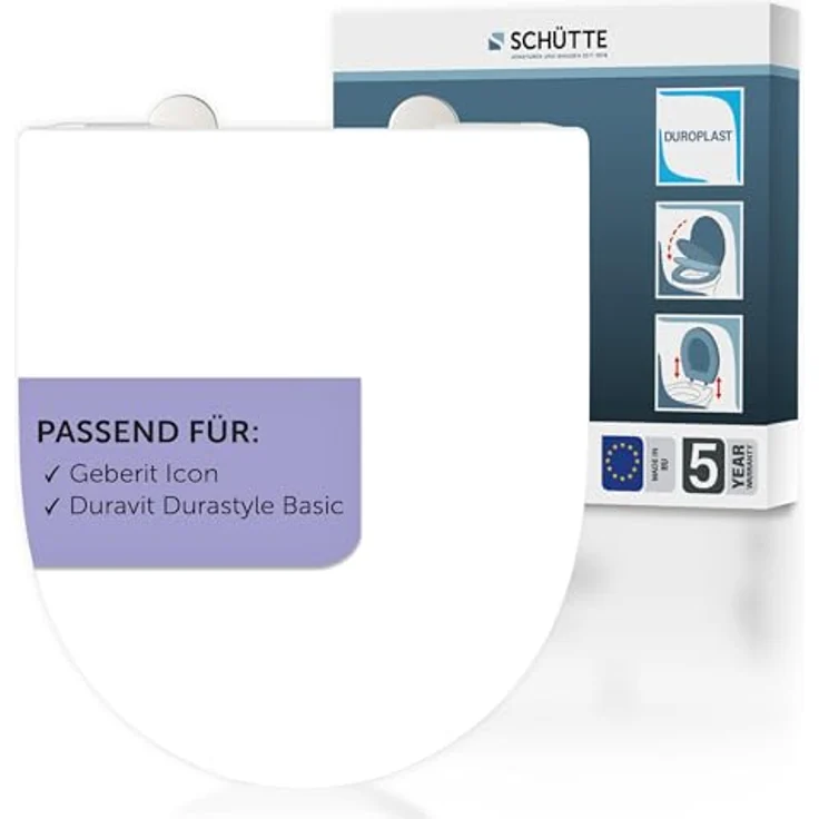 Schütte WC-Sitz D-Form Pro 6 Duroplast, mit Absenkautomatik und Schnellverschluss, weiß, bis 250 kg belastbar – Bild 2