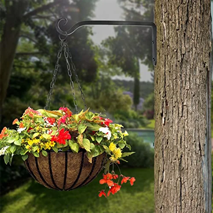 LOOGI Pflanzenhalterung Blumenampelhalter, 25 cm Eisen Wandhaken für Pflanzer und Dekoration - 2 Stück, rostbeständig und handgeschmiedet – Bild 3