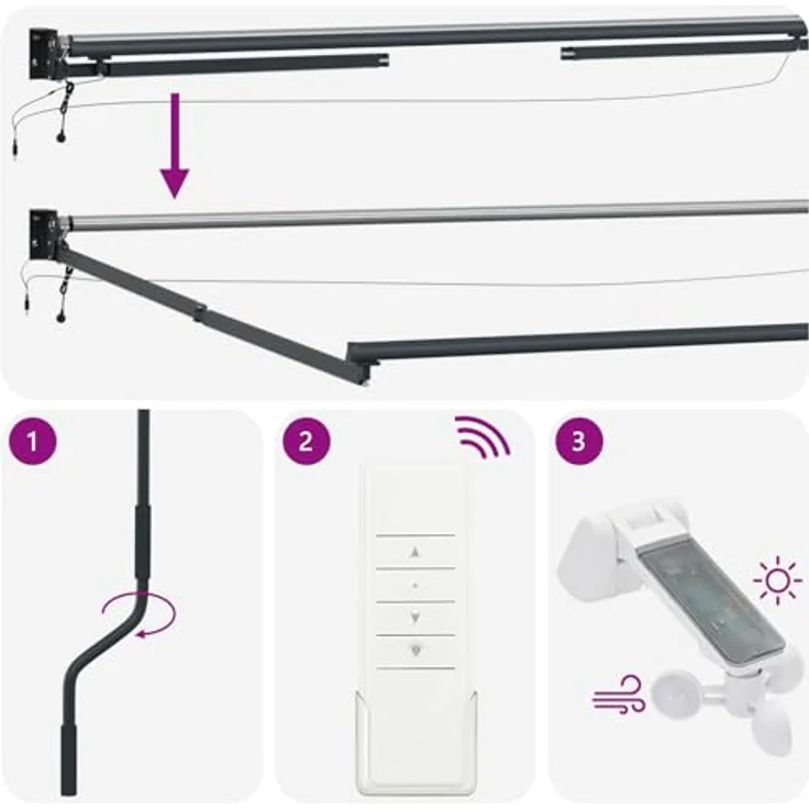 vidaXL Elektrische ausziehbare Markise, Braun 4,5 × 3 m, mit LED und Wettersensor, wetterbeständig – Bild 3