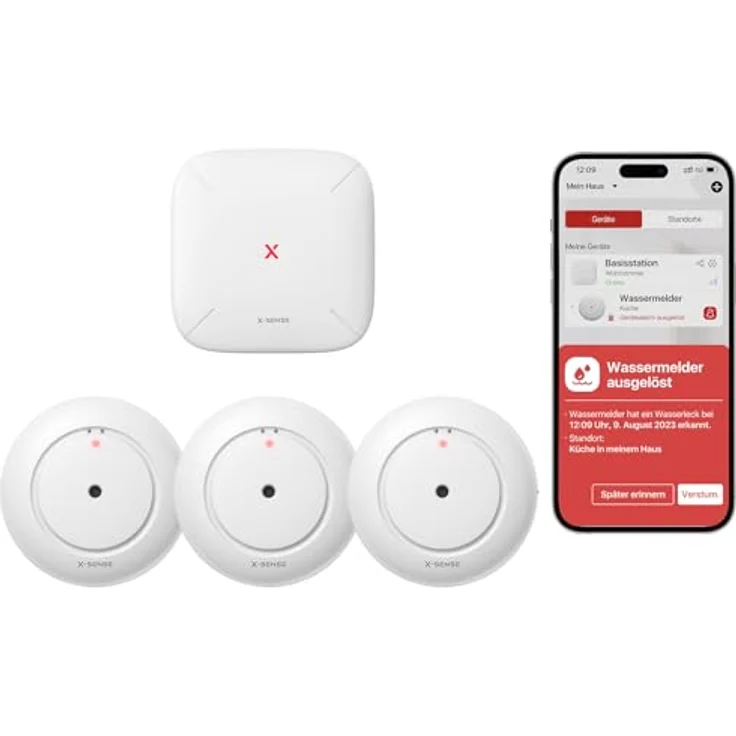 X-Sense Smart Wassermelder, kompakter WLAN Wassersensor mit 110 dB Alarm und 500 m Reichweite, IP66 wasserdicht, für Küchen, Keller und Badezimmer – Bild 1