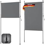 DELUKE® Außenrollo Sonnenschutz Mark - Ohne Bohren | Senkrechtmarkise Balkonrollo Vertikalmarkise Markise für Fenster Sichtschutz Sonnenschutz Außen Beschattung Windschutz | 150x270cm Dunkelgrau