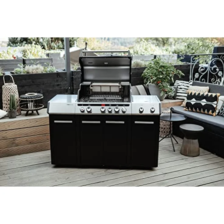 Enders Uniq PRO 3 IK Kitchen Cruster Gasgrill mit Dual-Seitenkocher, 800 °C Turbo Zone, Simple Clean, Gusseisen-Kochrost - Outdoor-Küche, schwarz – Bild 3