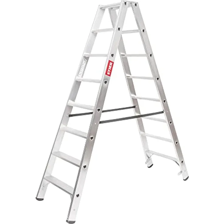 STIER Stufen Stehleiter Premium 2x8 Stufen beidseitig begehbar