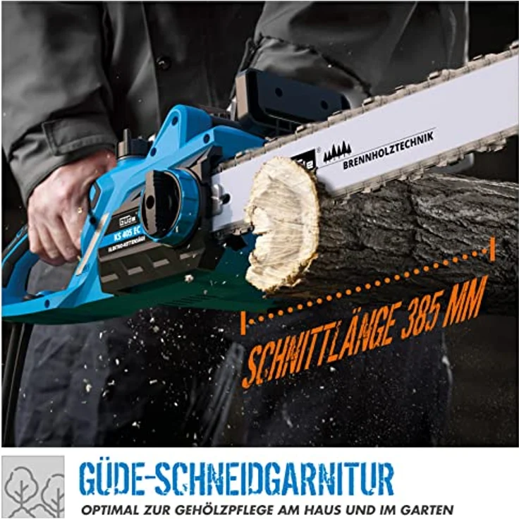 Güde Elektro Kettensäge KS 405 EC, 2400 Watt, 385 mm Schnittlänge, Kettenschnellspannsystem, Metall Stammhaltekralle – Bild 2