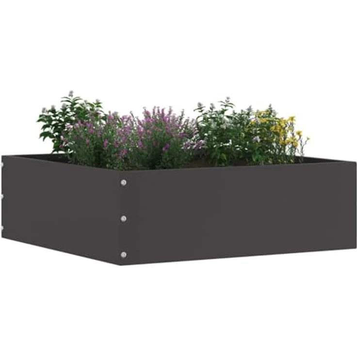 vidaXL Beetumrandung Raseneinfassung, quadratisch, wetterfester Stahl, 40 x 40 x 13 cm, schwarz – Bild 2