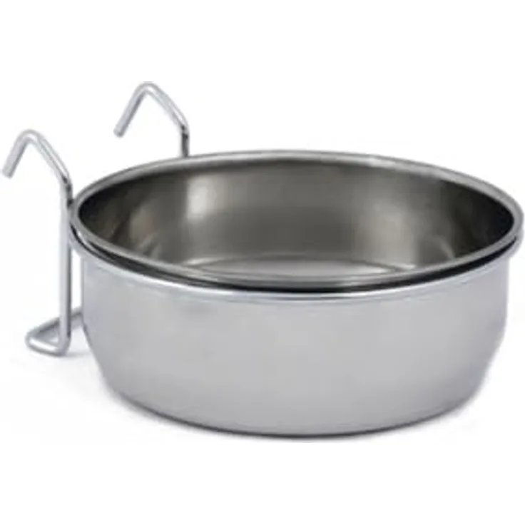 Beeztees 653452 Edelstahlnapf mit Haken, 15 cm, 0,9 l für Nagetiere, Edelstahl