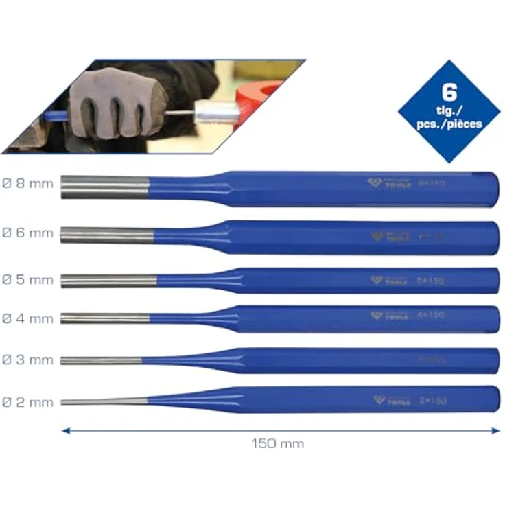 BRILLIANT TOOLS BT085006 Splintentreiber-Satz, blau silber, gemischt – Bild 4