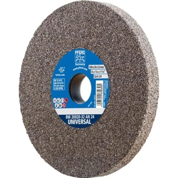PFERD Schleifbockscheibe, 200x20x32mm ,Ausführung UNIVERSAL, Korngröße 24, Normalkorund, 39008435 – Universelle Schleifscheibe mit hoher Standzeit für den Einsatz auf dem Schleifbock – Bild 2
