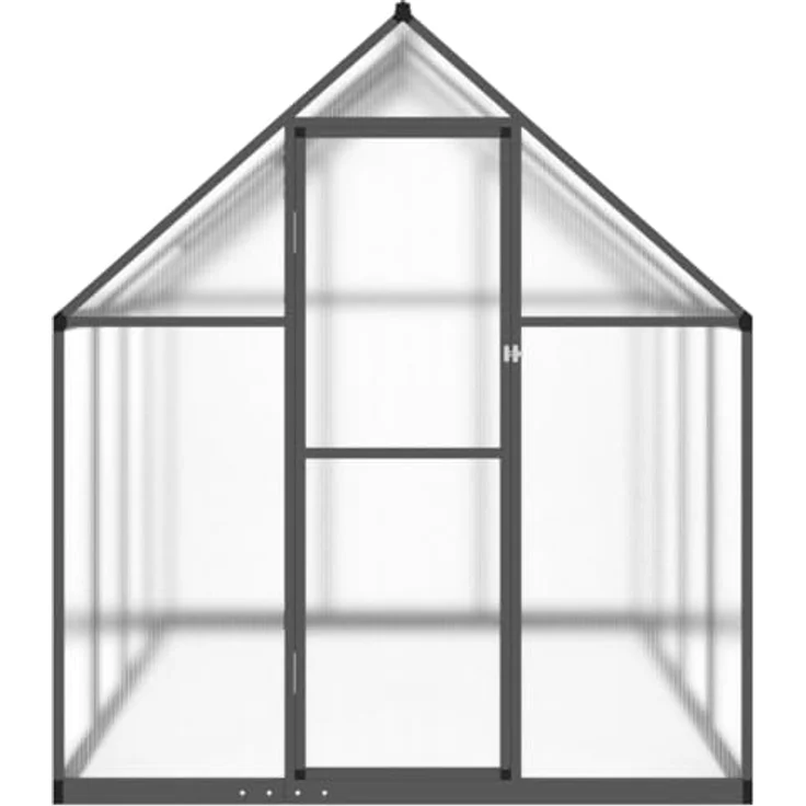 vidaXL Gewächshaus mit Fundamentrahmen Anthrazit 224x169x195 cm Alu, UV-beständiges Polycarbonat, Lüftungsfenster, Flügeltür – Bild 3