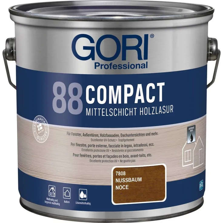 GORI Professional 88 COMPACT, Mittelschicht-Holzlasur, nussbaum, 2,5 l - Preisvergleich