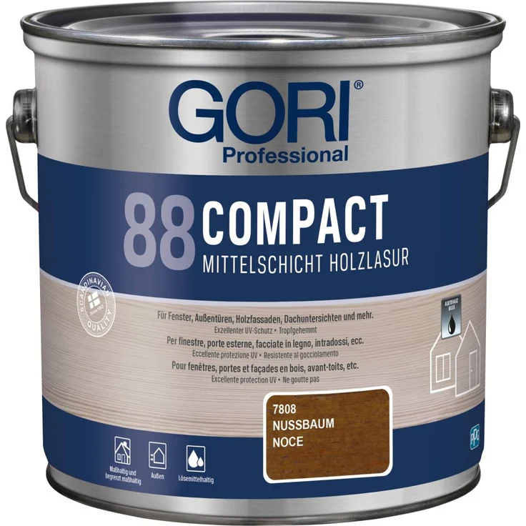 GORI Professional 88 COMPACT, Mittelschicht-Holzlasur, nussbaum, 2,5 l - Preisvergleich – Bild 1