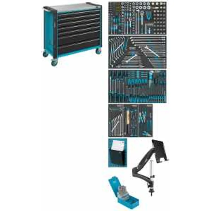 Hazet Werkstattwagen Assistent, Schubladen, flach: 5x 81x870x398 mm, Schubladen, hoch: 2x 166x870x398 mm, Anzahl Werkzeuge: 342, Art.Nr. 179NXXL-7-342
