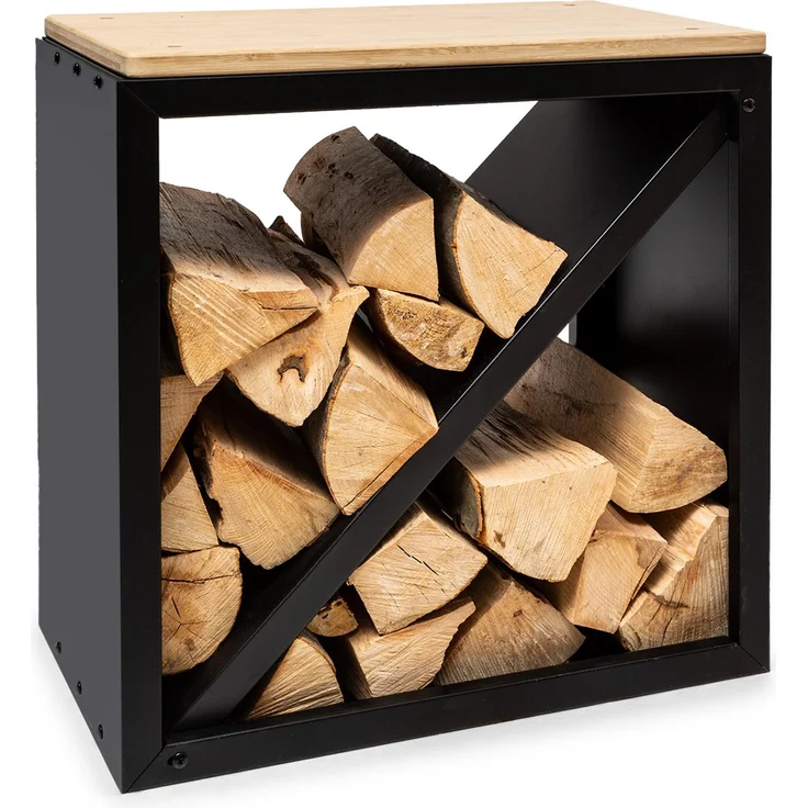 Kindlewood S Black Holzspeicher Sitzbank 57x56x36cm Bambus Zink Schwarz – Bild 2